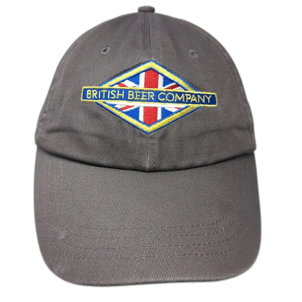 British Beer Company Hat Baseball Cap Gray One Size Slideback Union Jack Logo